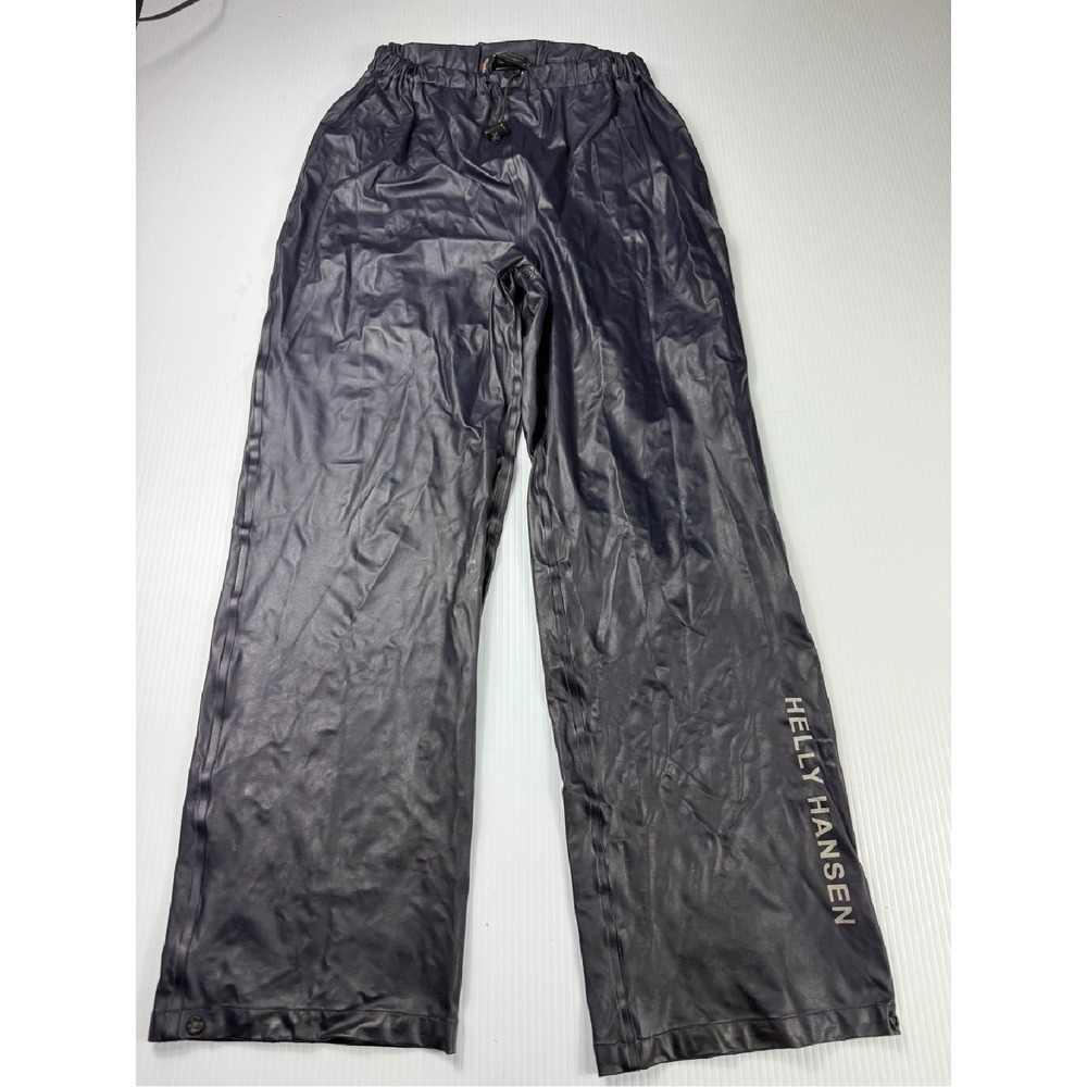 Helly Hansen Work Wear Rain Pants Waterproof Snap Bottoms Black Mens‎ Small